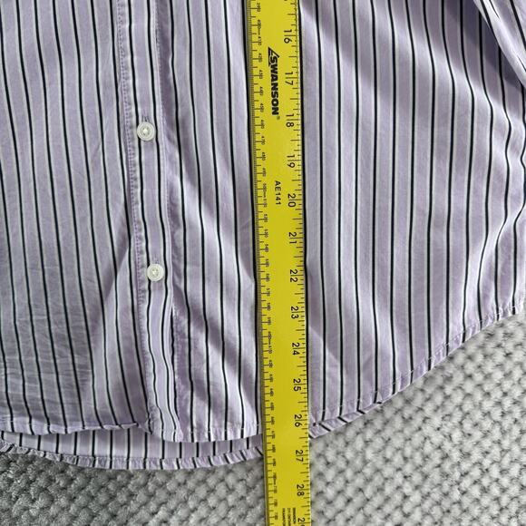 J Crew Top Women 2 Lavender Striped Cotton Garcon Classic Fit Button Front Shirt - Picture 10 of 12